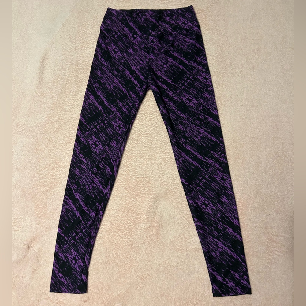 Purple and black leggings
